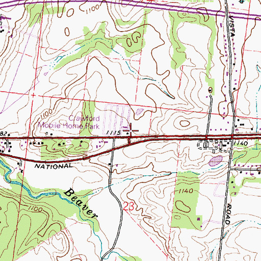 Topographic Map of Crawford Mobile Home Park, OH