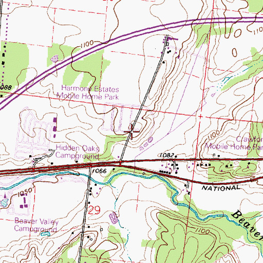 Topographic Map of Harmony Estates Mobile Home Park, OH