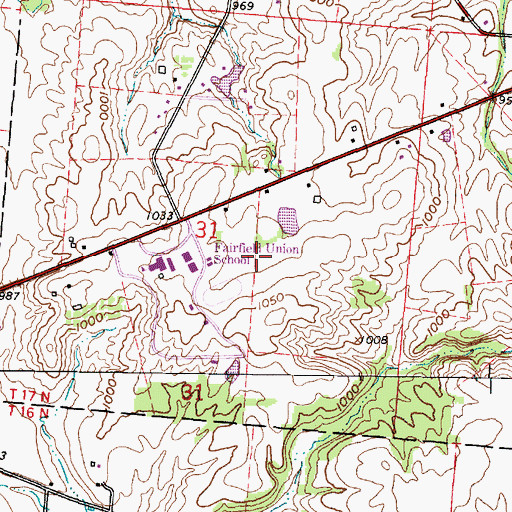 Topographic Map of Fairfield Union School, OH