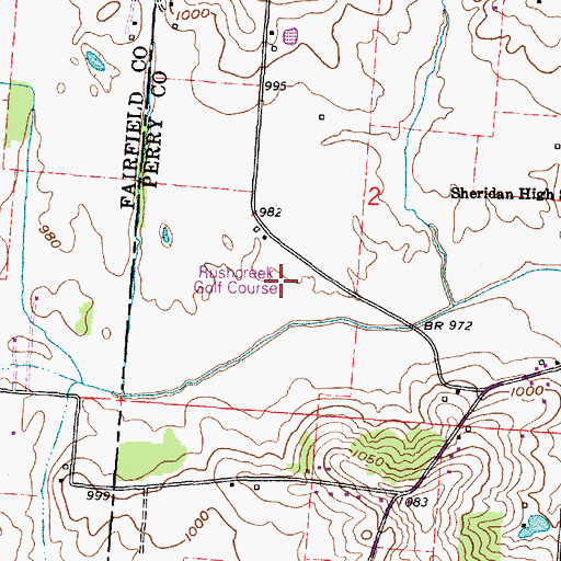 Topographic Map of Rushcreek Golf Course, OH