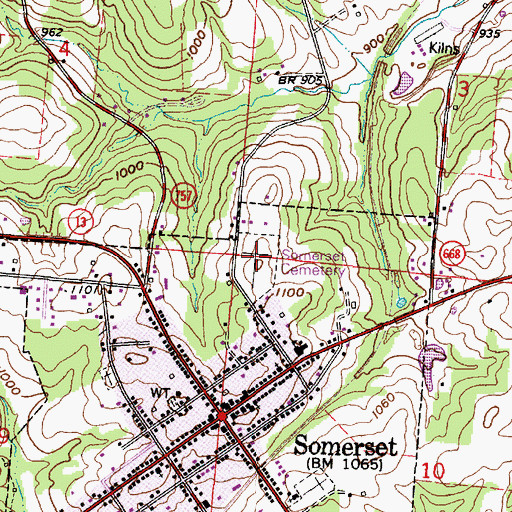 Topographic Map of Somerset Methodist Cemetery, OH