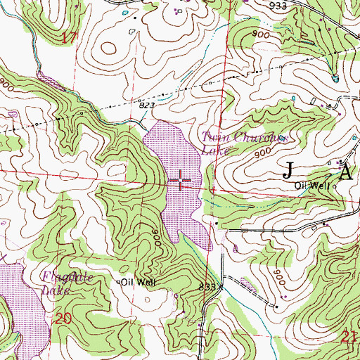 Topographic Map of Twin Churches Lake, OH