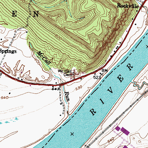 Topographic Map of McCall Cemetery, OH