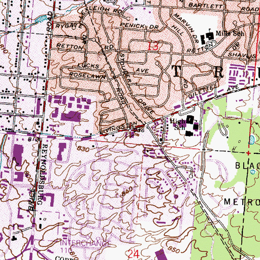 Topographic Map of Blacklick Shopping Center, OH