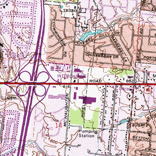 Topographic Map of Main 270 Shopping Center, OH
