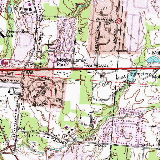 Topographic Map of Reynoldsburg Library, OH