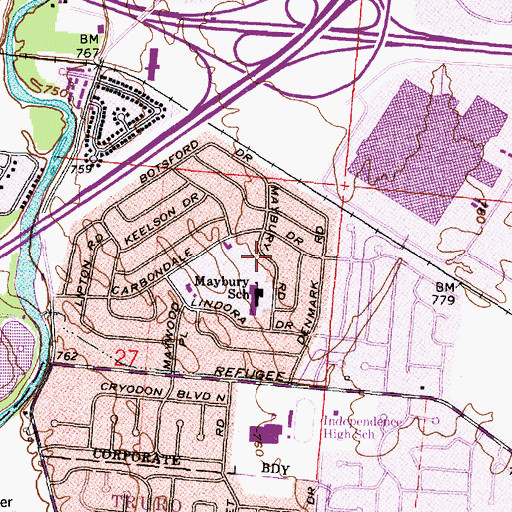Topographic Map of Maybury School Park, OH