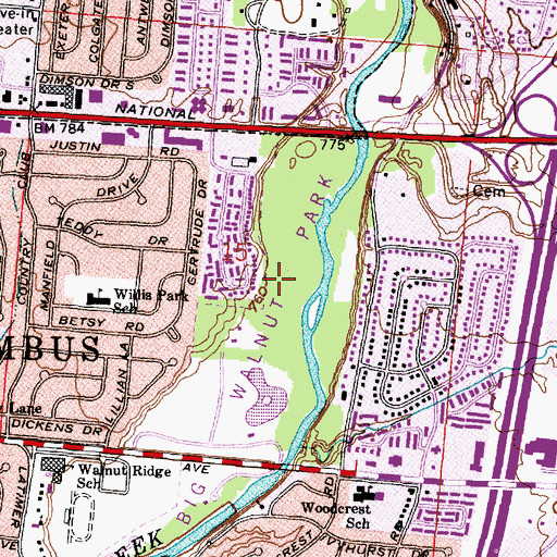 Topographic Map of Shadylane Park, OH