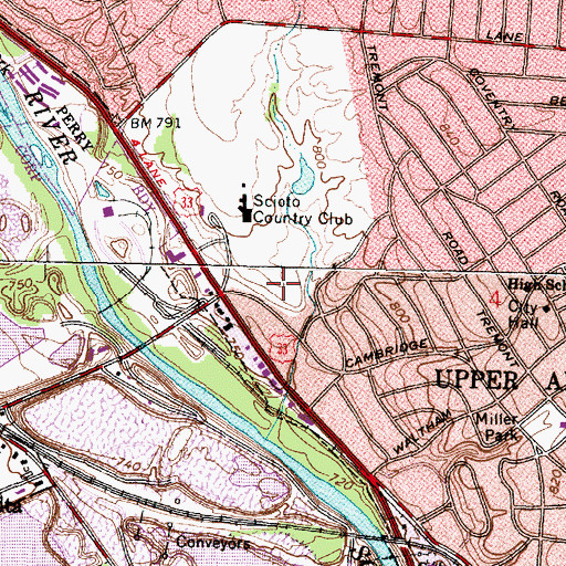 Topographic Map of Scioto Golf Course, OH