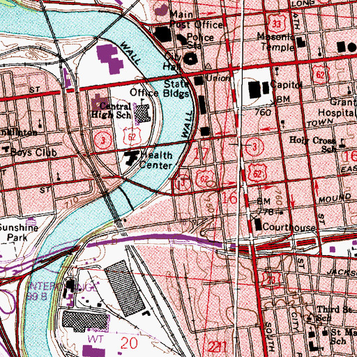 Topographic Map of Dodge Park, OH