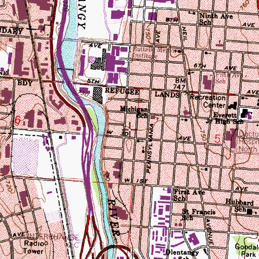 Topographic Map of Harrison West Park, OH
