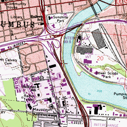 Topographic Map of Greenlawn Park, OH