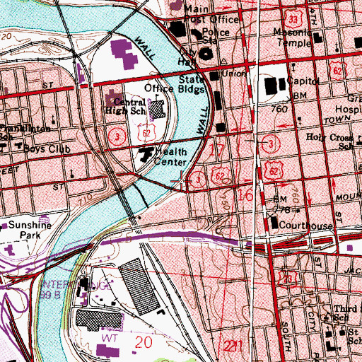 Topographic Map of J W Galbreath Bicentennial Park, OH