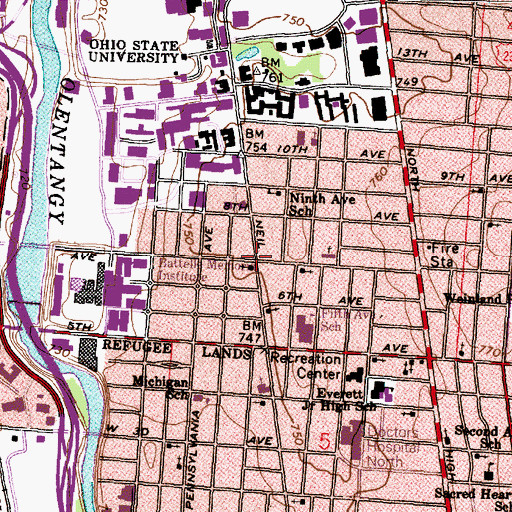 Topographic Map of Wheeler Memorial Park, OH
