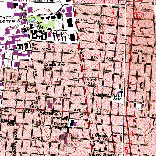 Topographic Map of Northside Library, OH
