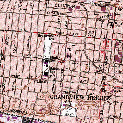 Topographic Map of Bank Block Shopping Center, OH