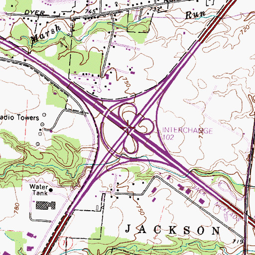 Topographic Map of Interchange 102, OH