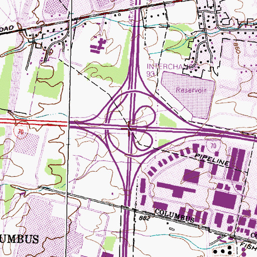 Topographic Map of Interchange 93, OH