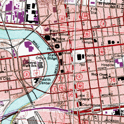 Topographic Map of Ohio State Office Buildings, OH