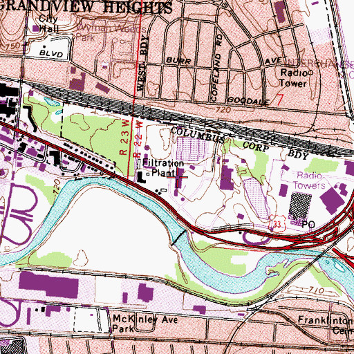 Topographic Map of Dublin Road Water Treatment Plant, OH