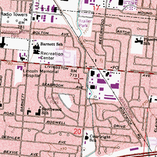 Topographic Map of Livingston Library, OH