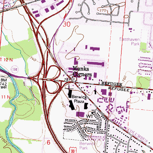Topographic Map of Southeast Library, OH
