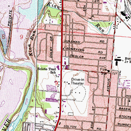Topographic Map of South High Library, OH
