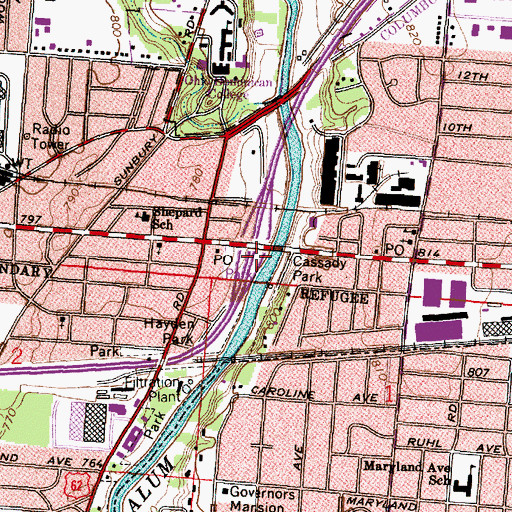 Topographic Map of Shepard Library, OH