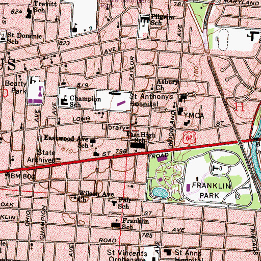 Topographic Map of Martin Luther King Library, OH
