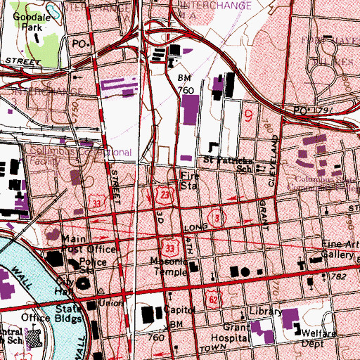 Topographic Map of Central Ohio Fire Museum, OH