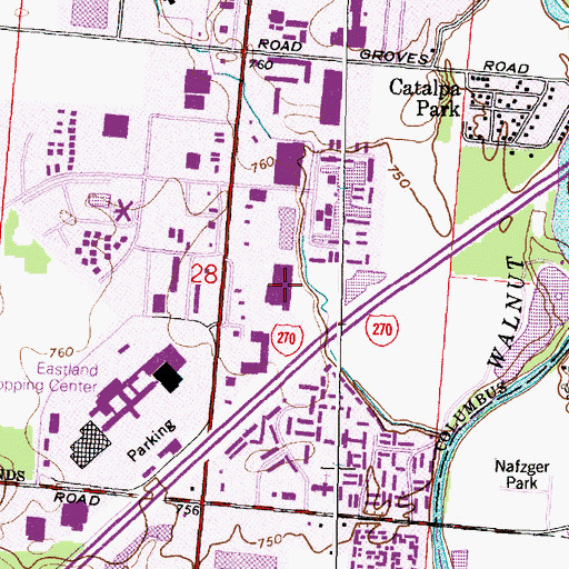 Topographic Map of Hamilton Hills Shopping Center, OH