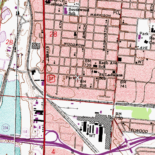 Topographic Map of Southeast Lions Park, OH