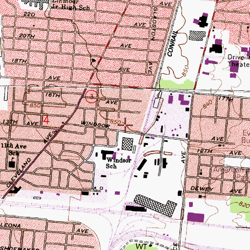 Topographic Map of Windsor Park, OH