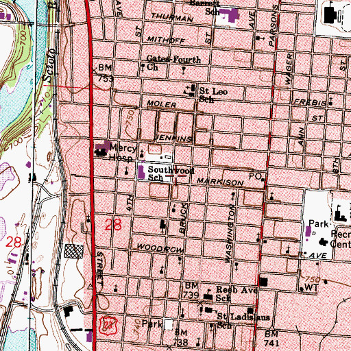Topographic Map of Southwood Park, OH