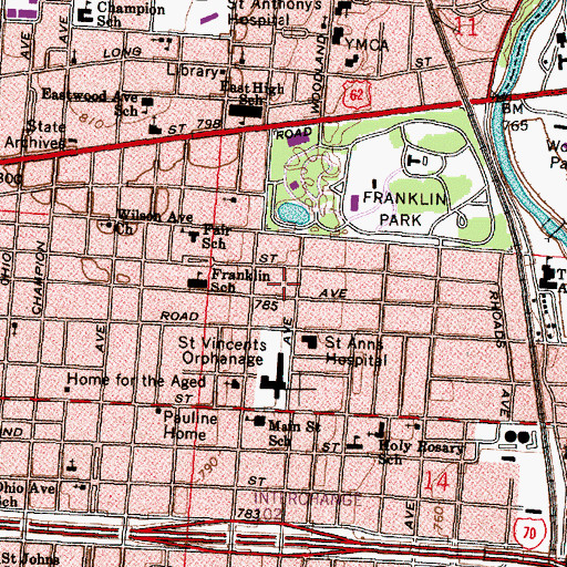 Topographic Map of Rainbow Park, OH