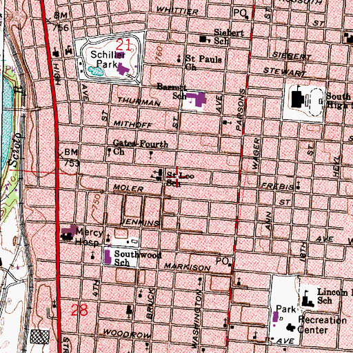 Topographic Map of Moeler Park, OH