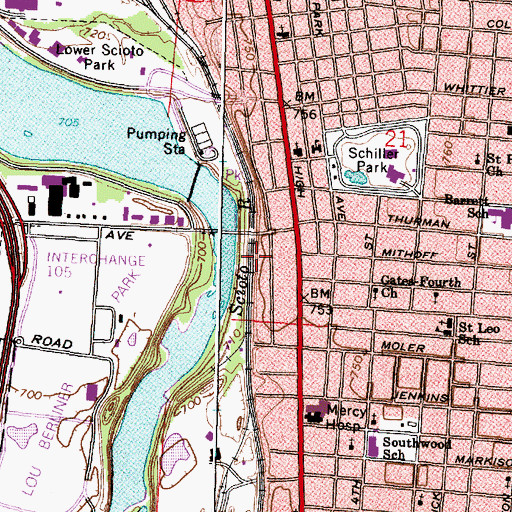 Topographic Map of Keller Park, OH