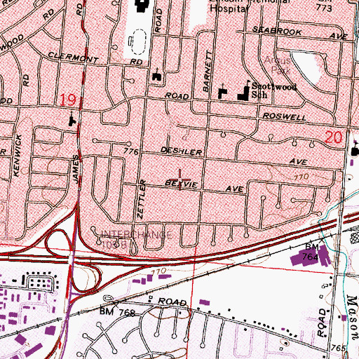 Topographic Map of Canini Park, OH