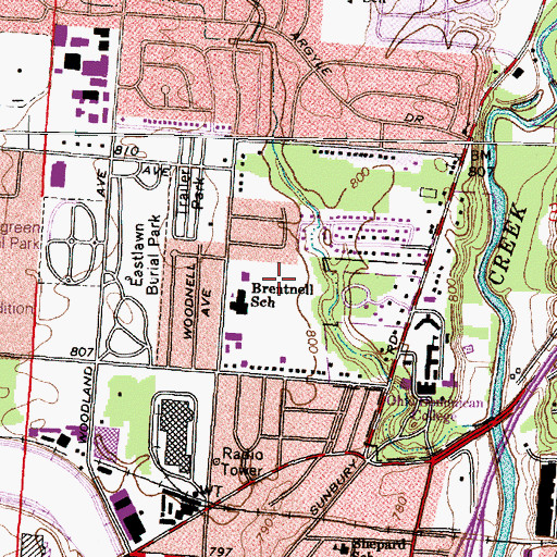 Topographic Map of Brentnell Park, OH