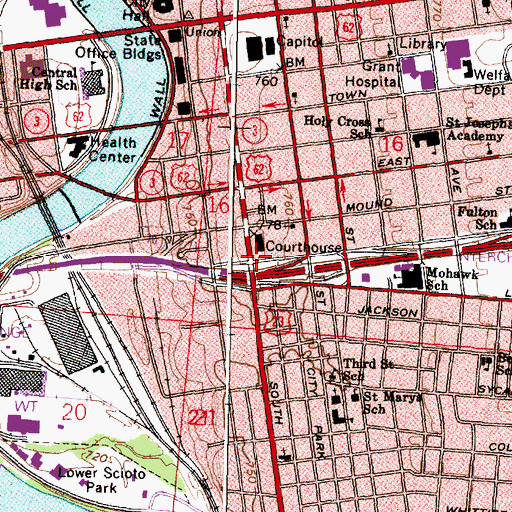 Topographic Map of Franklin County Administration Building, OH