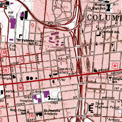Topographic Map of Thurber House, OH