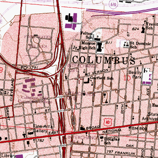 Topographic Map of Martin Luther King Center, OH