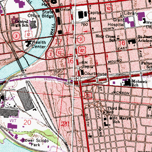 Topographic Map of Franklin County Government Center, OH