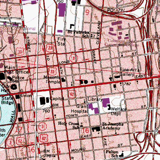 Topographic Map of Center of Science and Industry, OH