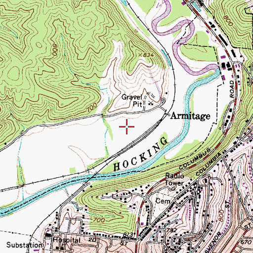 Topographic Map of WATH-AM (Athens), OH