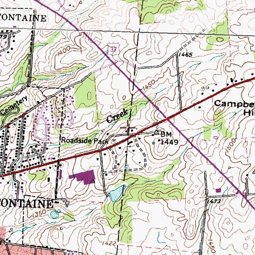 Topographic Map of WBLL-AM (Bellefontaine), OH