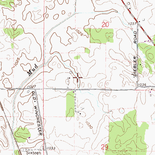 Topographic Map of WBCO-AM (Bucyrus), OH