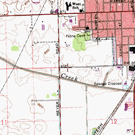 Topographic Map of WCSM-AM (Celina), OH