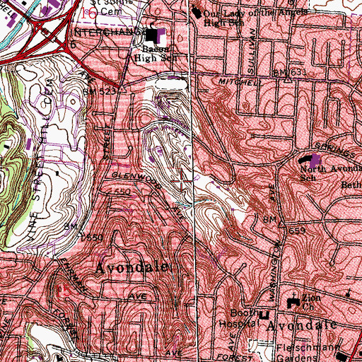 Topographic Map of WCIN-AM (Cincinnati), OH