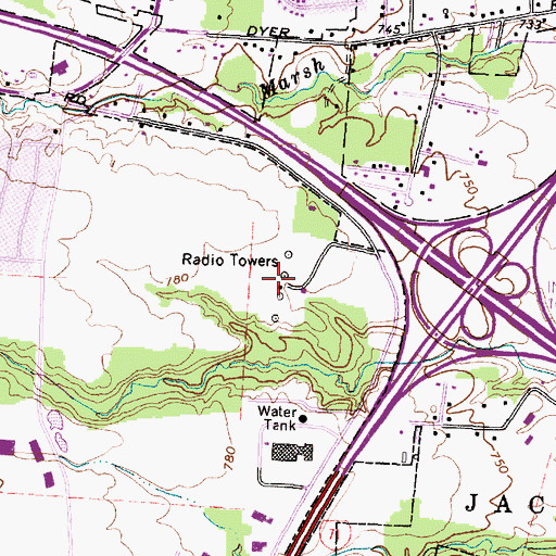 Topographic Map of WMNI-AM (Columbus), OH